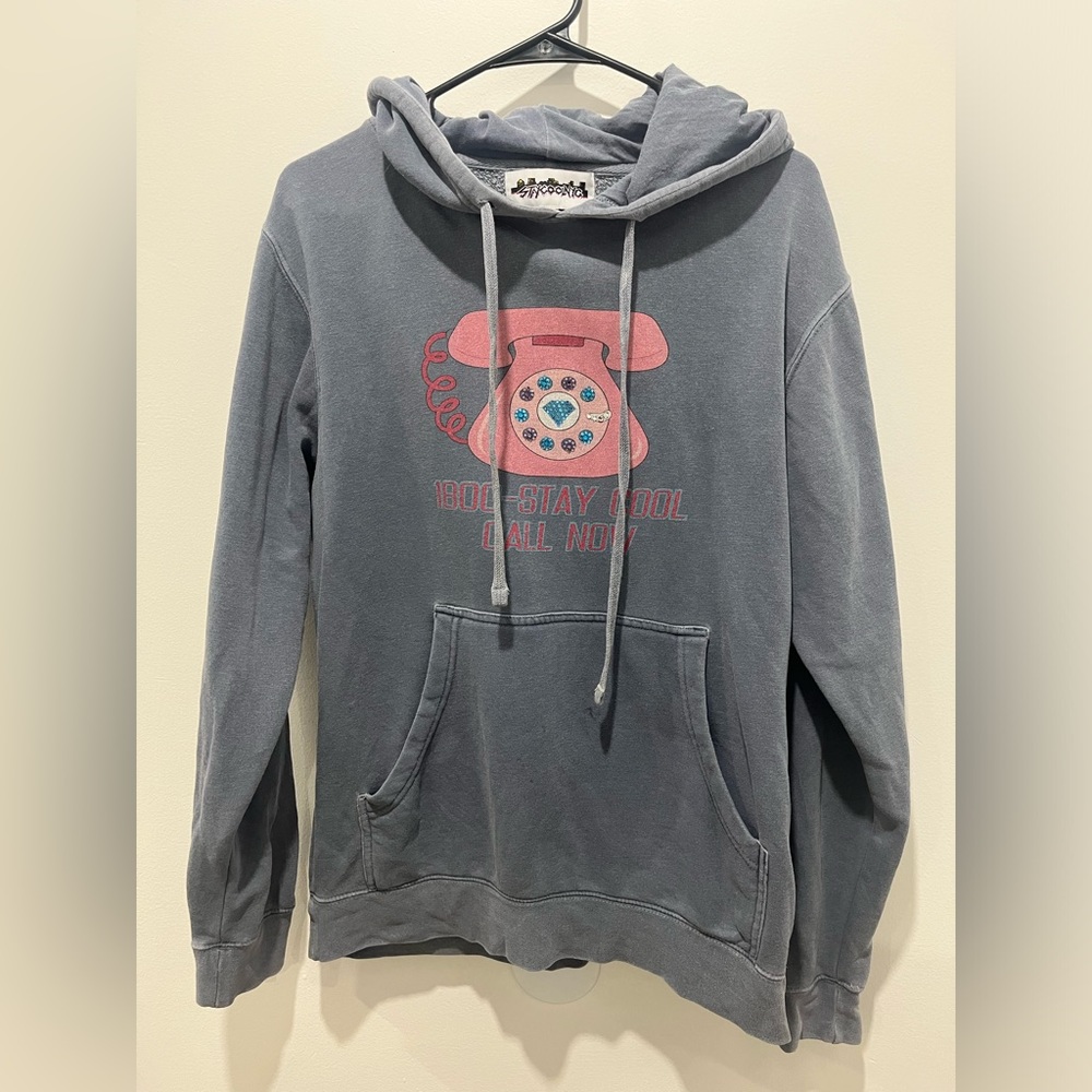 STAYCOOLNYC Telephone Hoodie With Rhinestone Details Womens Small